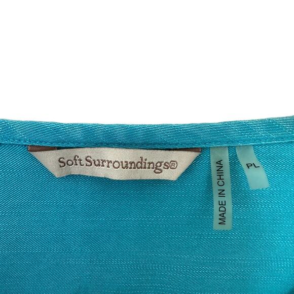 Soft Surroundings Shirt Dress Womens Size PL‎ Blue 100% Tencel Button Up Tunic - Picture 2 of 8